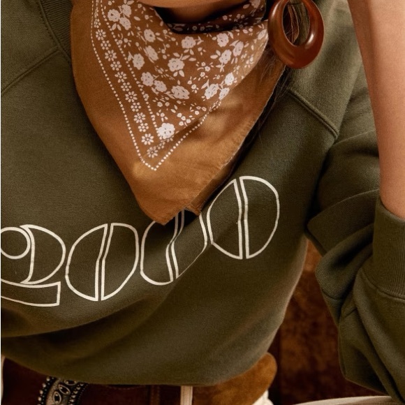 NWT - Sezane - Annee Sweatshirt 2000 - Khaki- Small - Picture 1 of 2